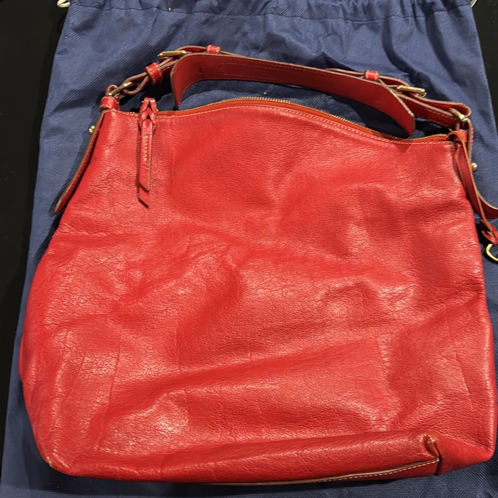 Dooney & Bourke Red Leather Hobo Bag - Picture 4 of 9